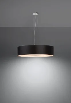 Sollux Pendelleuchte rund Ø 50 cm Schwarz blendarm Stoff Glas< Hängelampen|Wohnzimmerlampen