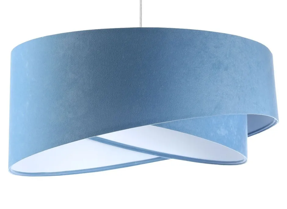 BPS Koncept Pendelleuchte rund Ø 50 cm Weiß Blau Stoff Velours Optik E27< Bürolampen|Schlafzimmer Lampen