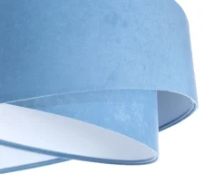 BPS Koncept Pendelleuchte rund Ø 50 cm Weiß Blau Stoff Velours Optik E27< Bürolampen|Schlafzimmer Lampen