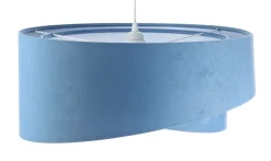 BPS Koncept Pendelleuchte rund Ø 50 cm Weiß Blau Stoff Velours Optik E27< Bürolampen|Schlafzimmer Lampen