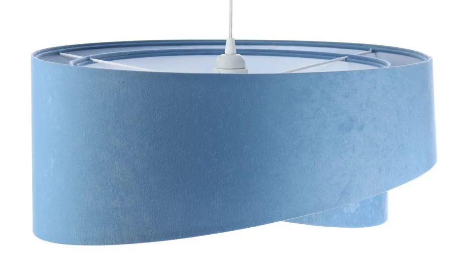 BPS Koncept Pendelleuchte rund Ø 50 cm Weiß Blau Stoff Velours Optik E27< Bürolampen|Schlafzimmer Lampen