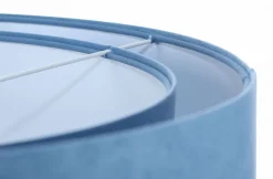 BPS Koncept Pendelleuchte rund Ø 50 cm Weiß Blau Stoff Velours Optik E27< Bürolampen|Schlafzimmer Lampen