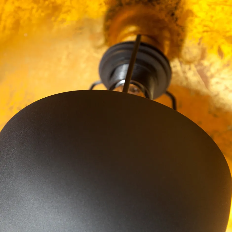 Invicta Interior Pendelleuchte rund Ø55cm Retro Schwarz Gold< Metall Lampen|Retro Lampen