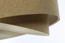 Bürolampen|Schlafzimmer Lampen*BPS Koncept Pendelleuchte rund D: 50 cm E27 Beige Stoff Schirm Boho