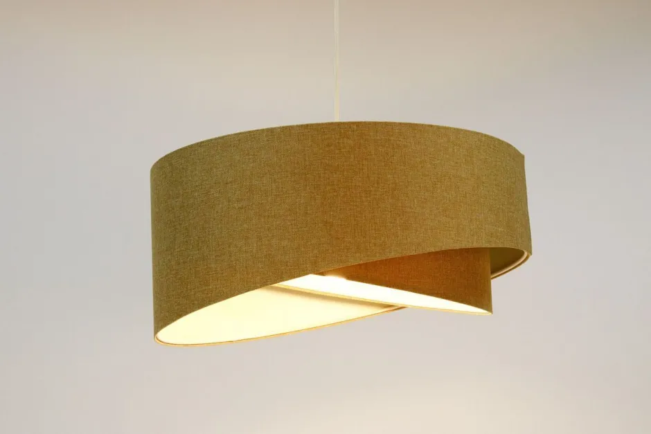 Bürolampen|Schlafzimmer Lampen*BPS Koncept Pendelleuchte rund D: 50 cm E27 Beige Stoff Schirm Boho