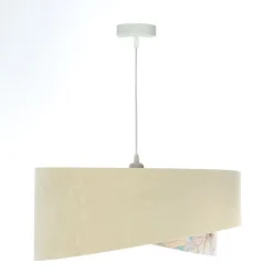 BPS Koncept Pendelleuchte rund D: 50 cm E27 Stoff in Beige Creme Gold< Hängelampen|Bürolampen
