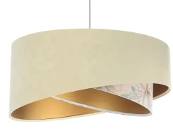 BPS Koncept Pendelleuchte rund D: 50 cm E27 Stoff in Beige Creme Gold< Hängelampen|Bürolampen