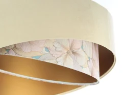 BPS Koncept Pendelleuchte rund D: 50 cm E27 Stoff in Beige Creme Gold< Hängelampen|Bürolampen
