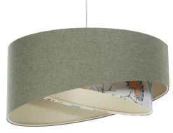 BPS Koncept Pendelleuchte rund D: 40 cm E27 Grün Weiß Floral verstellbar< Bürolampen|Schlafzimmer Lampen