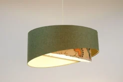 BPS Koncept Pendelleuchte rund D: 40 cm E27 Grün Weiß Floral verstellbar< Bürolampen|Schlafzimmer Lampen