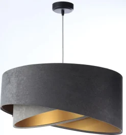 Bürolampen|Schlafzimmer Lampen*BPS Koncept Pendelleuchte rund D: 50 cm Grau Gold E27 Stoffschirm