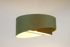 BPS Koncept Pendelleuchte rund D: 45 cm E27 Grün Stoff Modern verstellbar< Hängelampen|Bürolampen