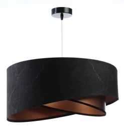 Bürolampen|Schlafzimmer Lampen*BPS Koncept Pendelleuchte rund Stoff D: 50 cm E27 in Schwarz Kupfer