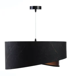 Bürolampen|Schlafzimmer Lampen*BPS Koncept Pendelleuchte rund Stoff D: 50 cm E27 in Schwarz Kupfer