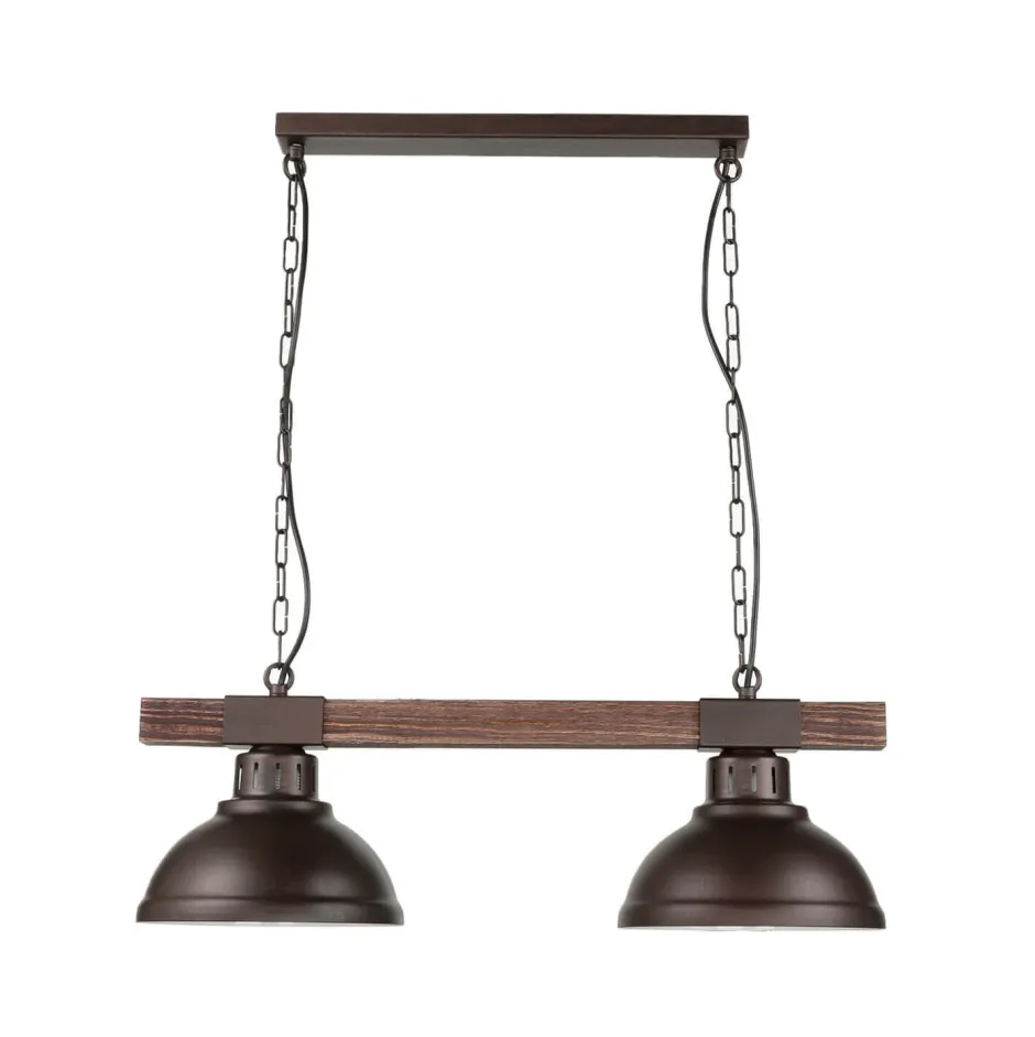 Luminex Pendelleuchte rustikal 2-flmg HAKON Braun Echtholz< Hängelampen|Esszimmer Lampen