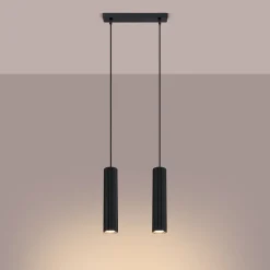 Wohnzimmerlampen|Metall Lampen*Sollux Pendelleuchte Schwarz B: 30 cm Aluminium GU10 2-flammig