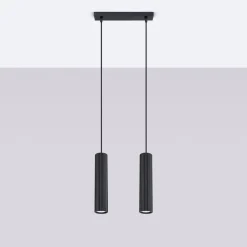 Wohnzimmerlampen|Metall Lampen*Sollux Pendelleuchte Schwarz B: 30 cm Aluminium GU10 2-flammig