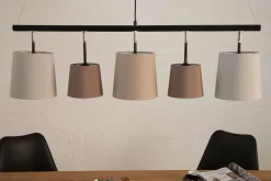 Hängelampen|Bürolampen*Invicta Interior Pendelleuchte Schwarz Braun Beige Stoff Metall 5-flmg