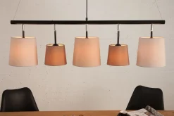 Hängelampen|Bürolampen*Invicta Interior Pendelleuchte Schwarz Braun Beige Stoff Metall 5-flmg