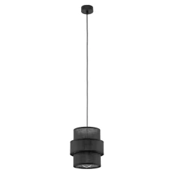 TK Lighting Pendelleuchte Schwarz E27 D: 20 cm rund Modern Stoff< Hängelampen|Bürolampen