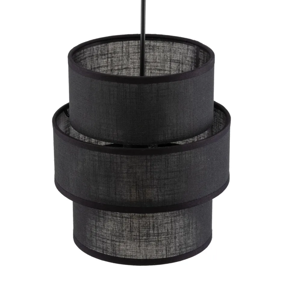 TK Lighting Pendelleuchte Schwarz E27 D: 20 cm rund Modern Stoff< Hängelampen|Bürolampen