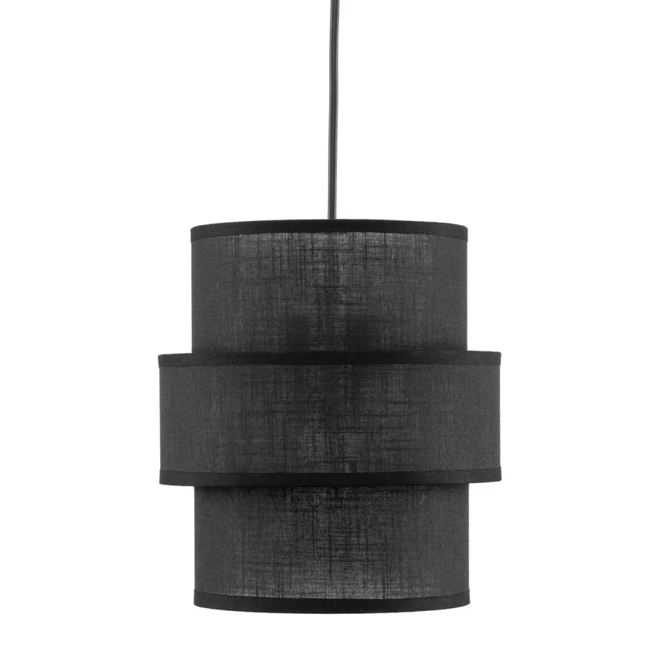 TK Lighting Pendelleuchte Schwarz E27 D: 20 cm rund Modern Stoff< Hängelampen|Bürolampen