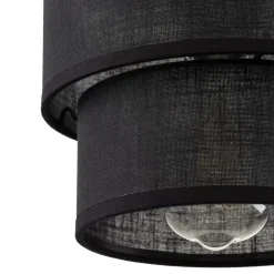 TK Lighting Pendelleuchte Schwarz E27 D: 20 cm rund Modern Stoff< Hängelampen|Bürolampen