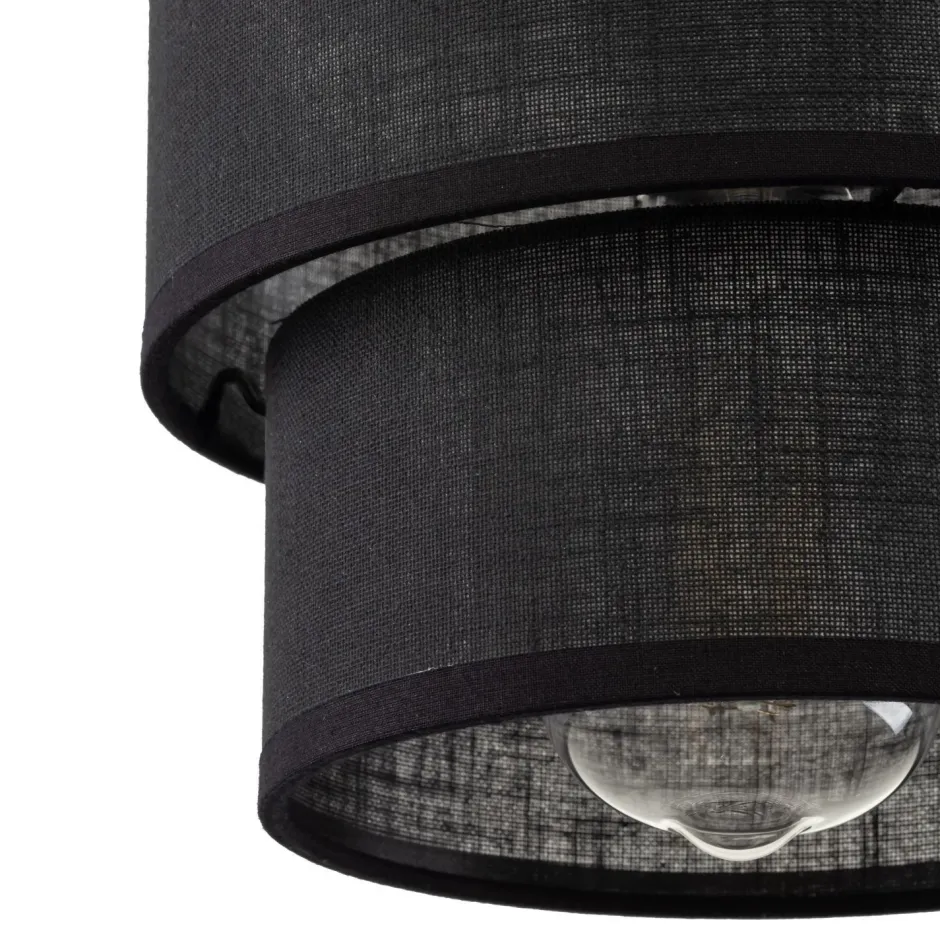 TK Lighting Pendelleuchte Schwarz E27 D: 20 cm rund Modern Stoff< Hängelampen|Bürolampen