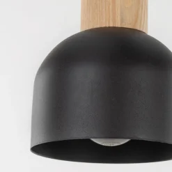 Hängelampen|Esszimmer Lampen*TK Lighting Pendelleuchte Schwarz E27 3-flammig Metall Holz PRESTON
