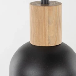 Hängelampen|Esszimmer Lampen*TK Lighting Pendelleuchte Schwarz E27 3-flammig Metall Holz PRESTON