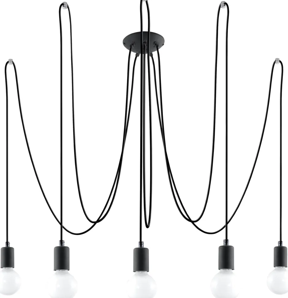 Wohnzimmerlampen|Esszimmer Lampen*Sollux Pendelleuchte Schwarz flexibel verstellbar bis 3 m