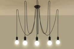 Wohnzimmerlampen|Esszimmer Lampen*Sollux Pendelleuchte Schwarz flexibel verstellbar bis 3 m