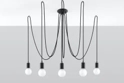 Wohnzimmerlampen|Esszimmer Lampen*Sollux Pendelleuchte Schwarz flexibel verstellbar bis 3 m