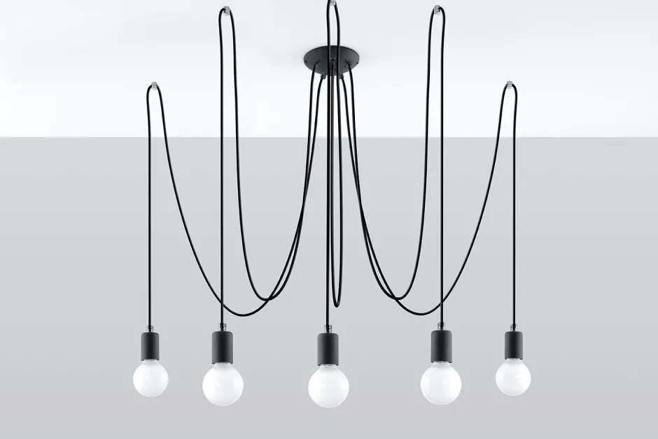 Wohnzimmerlampen|Esszimmer Lampen*Sollux Pendelleuchte Schwarz flexibel verstellbar bis 3 m