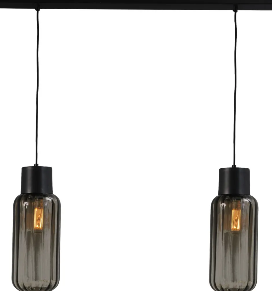 Masterlight Pendelleuchte Schwarz Glas Metall länglich 2-flammig< Hängelampen|Glaslampen