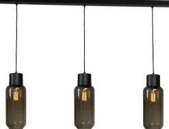 Masterlight Pendelleuchte Schwarz Glas Metall 3-flammig 130 cm< Hängelampen|Glaslampen