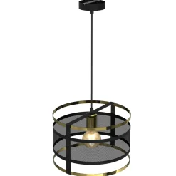 Wohnzimmerlampen|Moderne Lampen*Luminex Pendelleuchte Schwarz Gold Mesh Ø 30 cm Esstisch