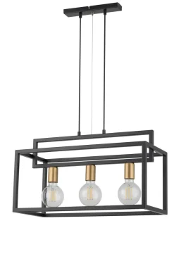 Hängelampen|Wohnzimmerlampen*Sigma Pendelleuchte Schwarz Gold E27 3-flammig 58 cm lang