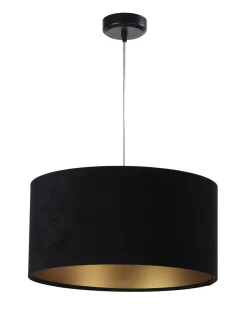 Hängelampen|Esszimmer Lampen*BPS Koncept Pendelleuchte Schwarz Gold Stoff Retro Esstisch