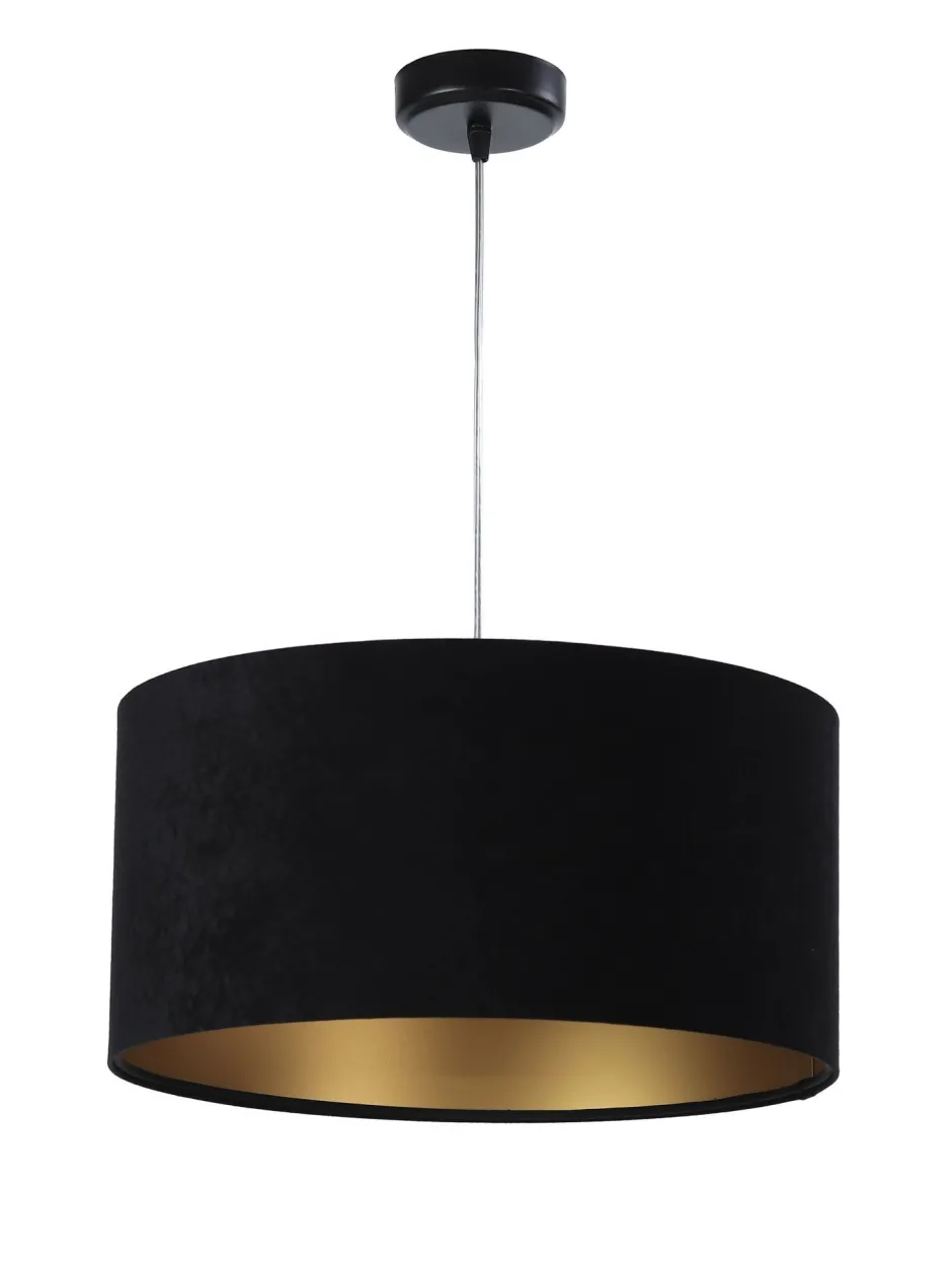 Hängelampen|Esszimmer Lampen*BPS Koncept Pendelleuchte Schwarz Gold Stoff Retro Esstisch