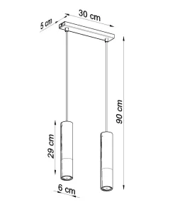 Wohnzimmerlampen|Moderne Lampen*Sollux Pendelleuchte Schwarz Gold verstellbar 2-flammig GU10