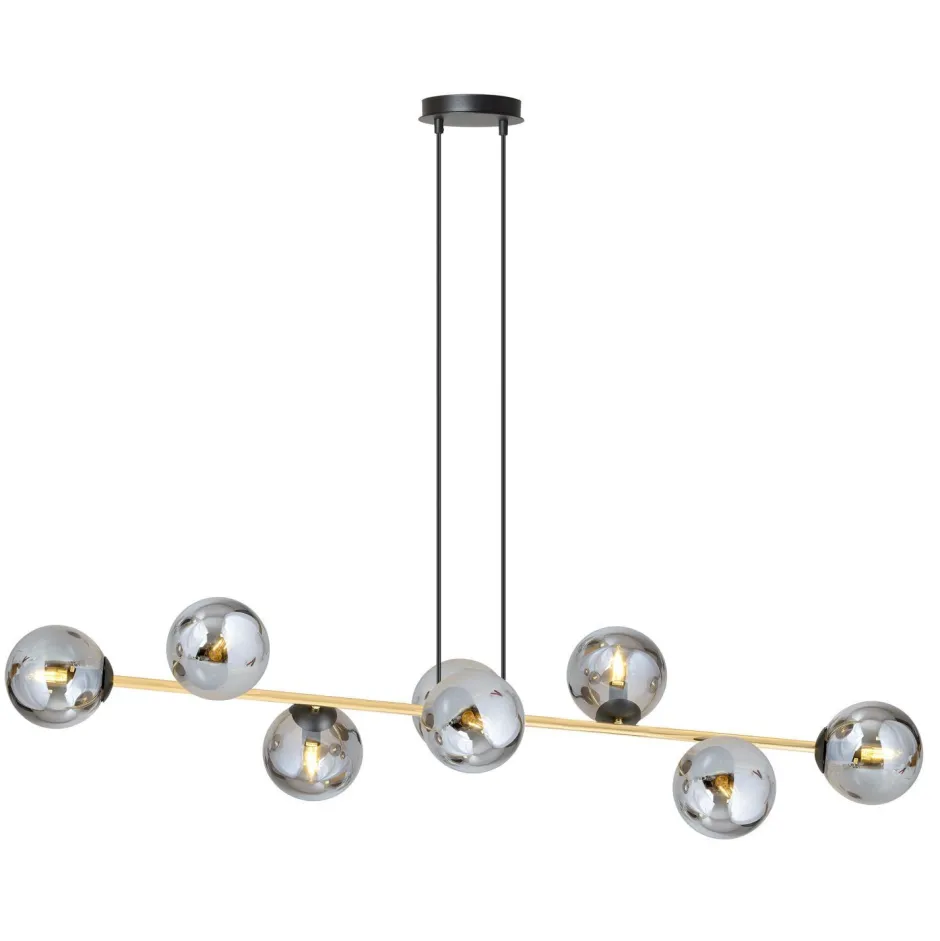 Emibig Pendelleuchte Schwarz Graphit Gold 140 cm lang Rauchglas< Hängelampen|Bürolampen