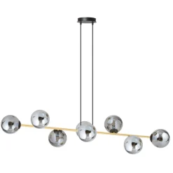 Emibig Pendelleuchte Schwarz Graphit Gold 140 cm lang Rauchglas< Hängelampen|Bürolampen