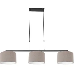 Steinhauer Pendelleuchte Schwarz Grau Metall Stoff 140 cm wohnlich< Hängelampen|Bürolampen