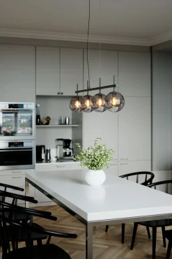 By Rydéns Pendelleuchte Schwarz Grau B: 117 cm Metall Rauchglas 4x E27< Hängelampen|Wohnzimmerlampen