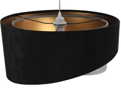 BPS Koncept Pendelleuchte Schwarz Grau Gold E27 rund Ø 50 cm Stoff< Hängelampen|Bürolampen