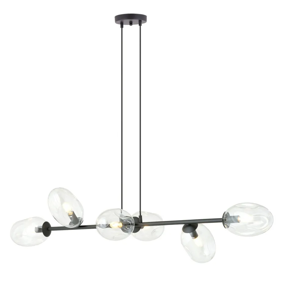 Emibig Pendelleuchte Schwarz Klar 6-flammig 120 cm lang< Bürolampen|Kugellampen