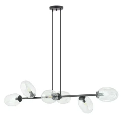 Emibig Pendelleuchte Schwarz Klar 6-flammig 120 cm lang< Bürolampen|Kugellampen