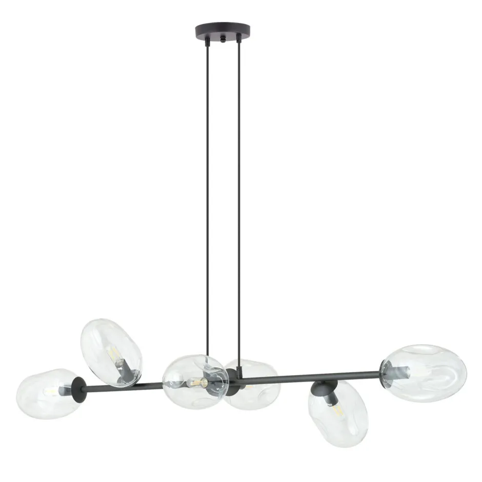 Emibig Pendelleuchte Schwarz Klar 6-flammig 120 cm lang< Bürolampen|Kugellampen