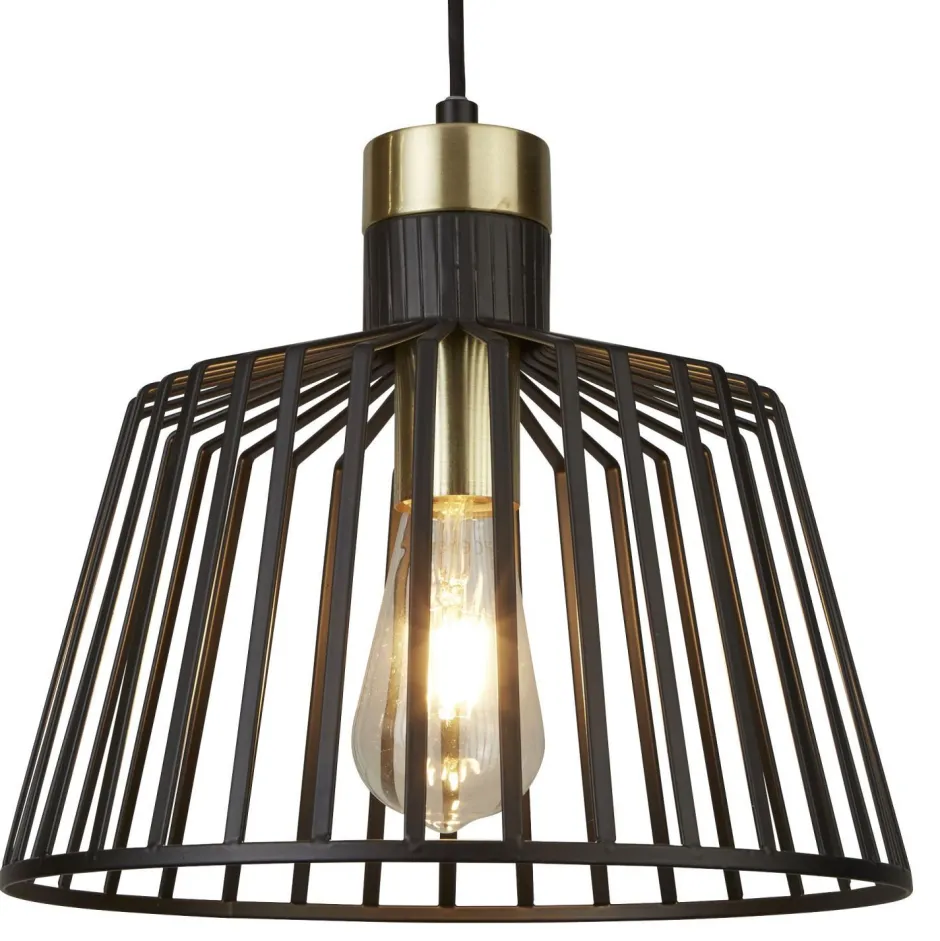 Hängelampen|Bürolampen*Searchlight Pendelleuchte Schwarz Messing E27 Ø 30 cm Metall